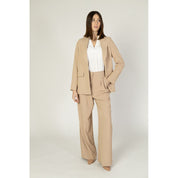 Beige Polyester Suits & Blazer