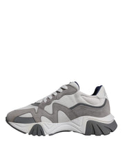 Grey Leather Neoprene Chunky Low Top Squalo Sneakers Shoes