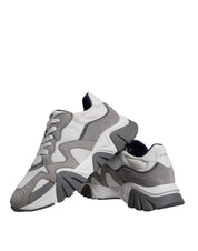 Grey Leather Neoprene Chunky Low Top Squalo Sneakers Shoes