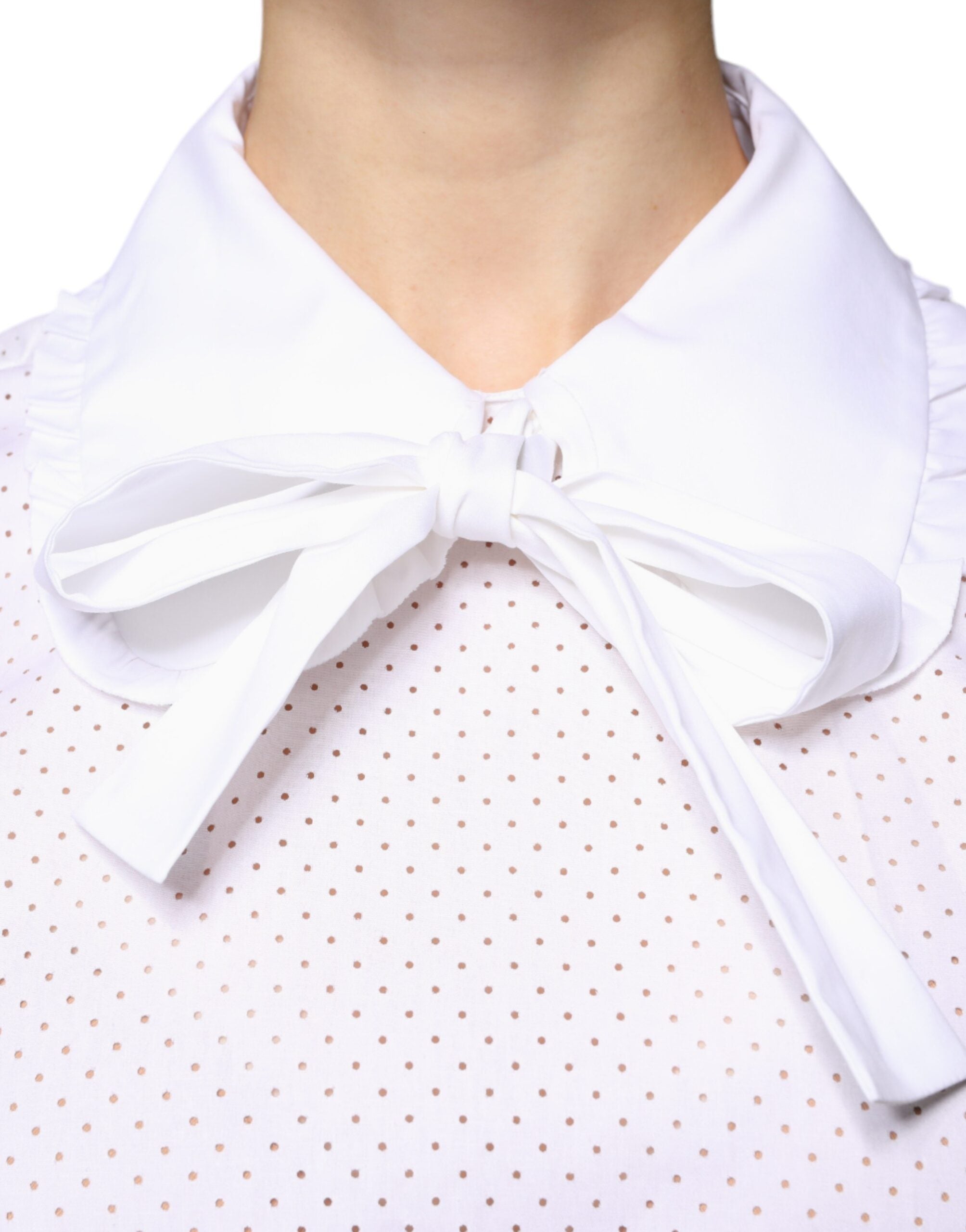 White Cotton Short Sleeves Collared Blouse Top