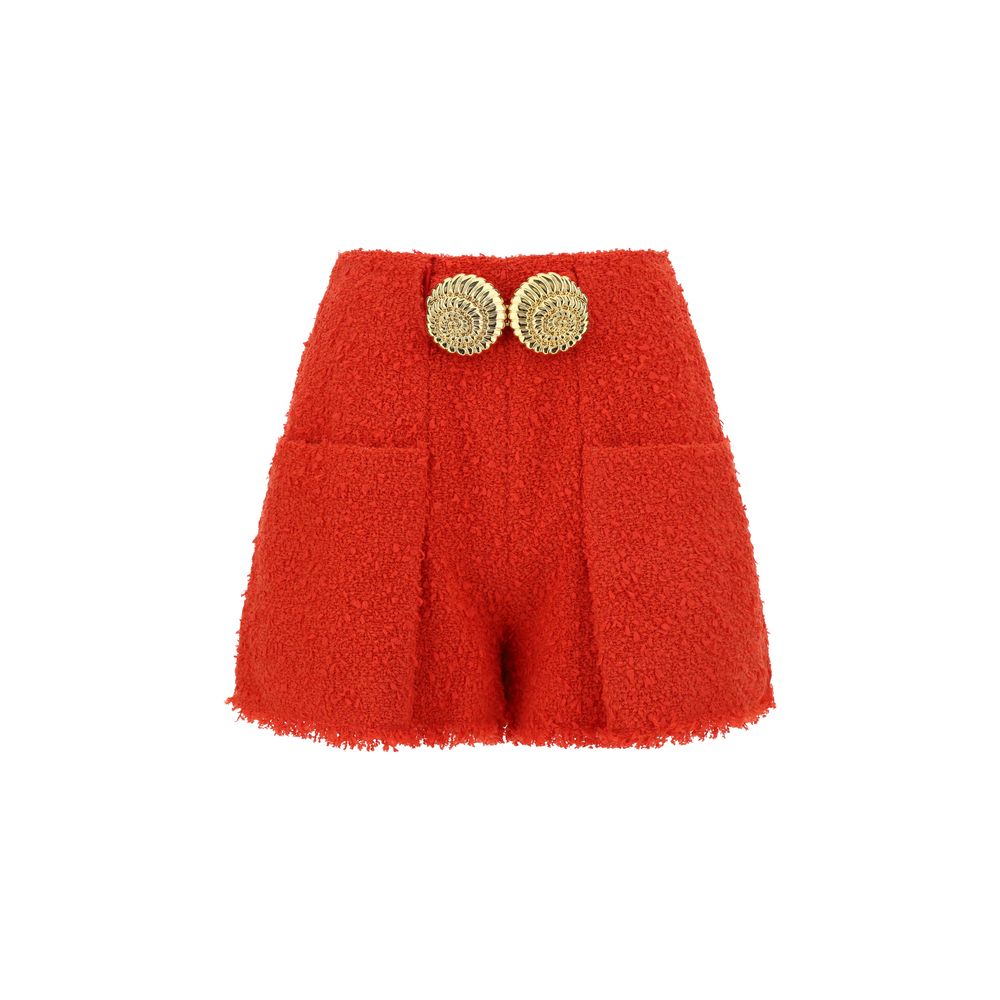 2 Pkts Btn Escargot Belted Tweed Shorts