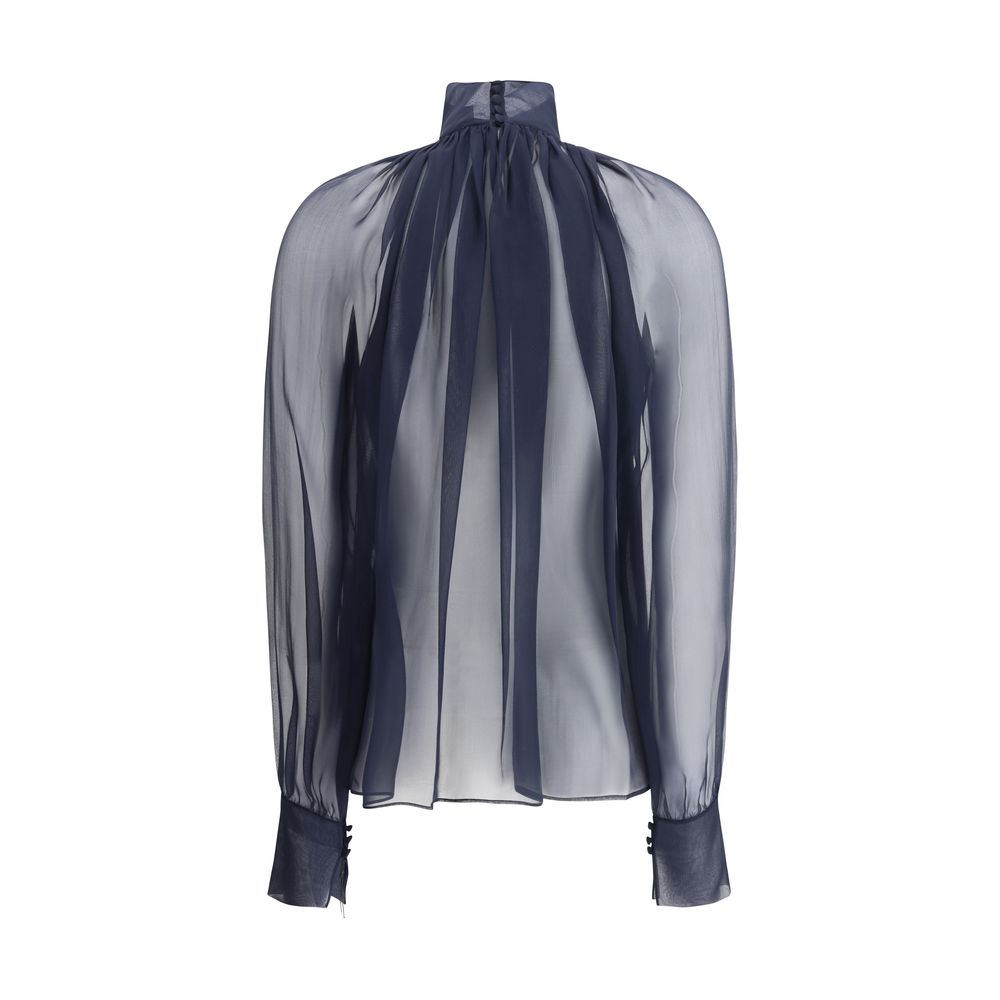 Semi-transparent silk blouse