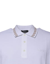 White Viscose Collared Men Polo Short Sleeves T-shirt