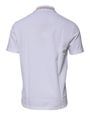 White Viscose Collared Men Polo Short Sleeves T-shirt