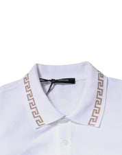 White Viscose Collared Men Polo Short Sleeves T-shirt