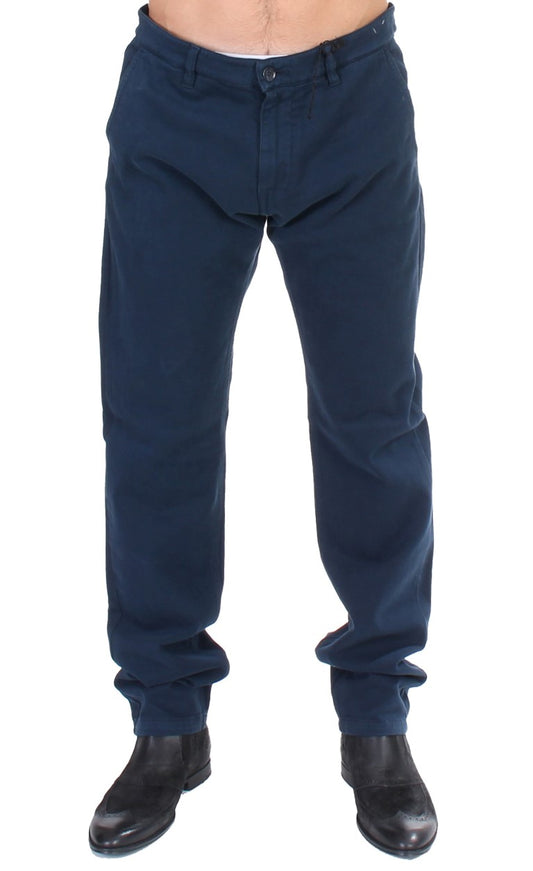 Pantalon chino bleu stretch coupe droite