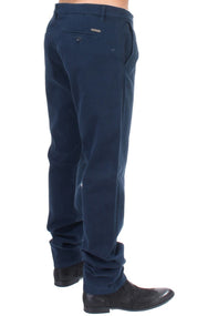 Pantalon chino bleu stretch coupe droite