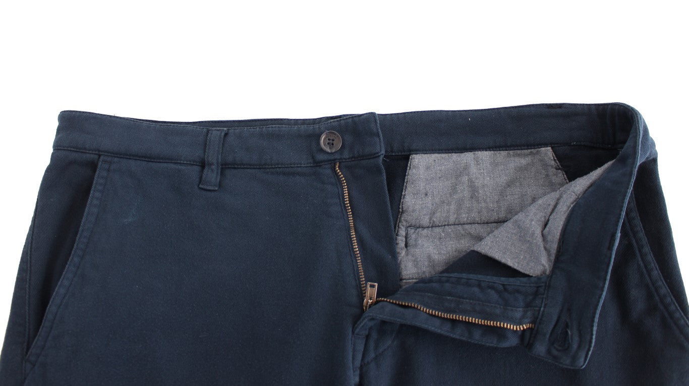 Pantalon chino bleu stretch coupe droite