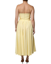 Yellow Cotton Corset Midi Dress