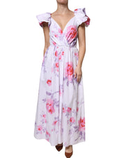 White Floral Cotton Maxi Dress