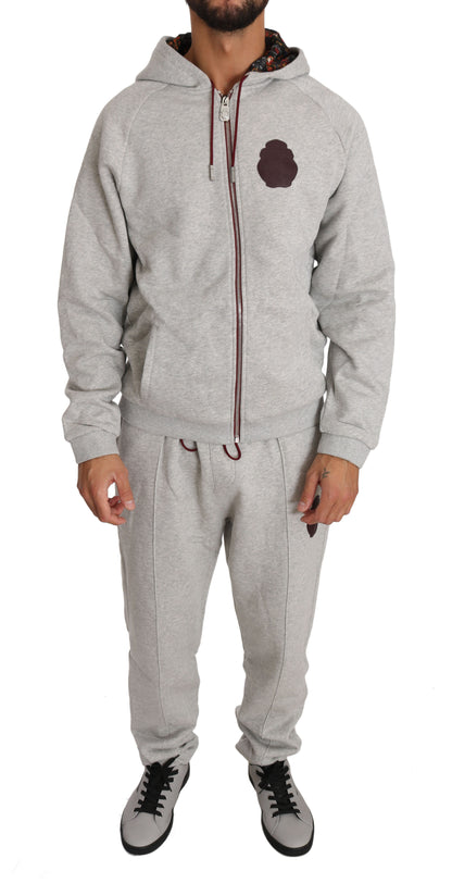 Elegant Gray Hooded Sweatsuit Ensemble