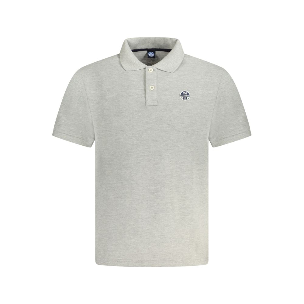 Gray Cotton Men Polo Shirt