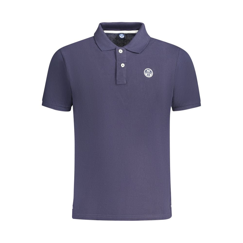 Blue Cotton Men Polo Shirt