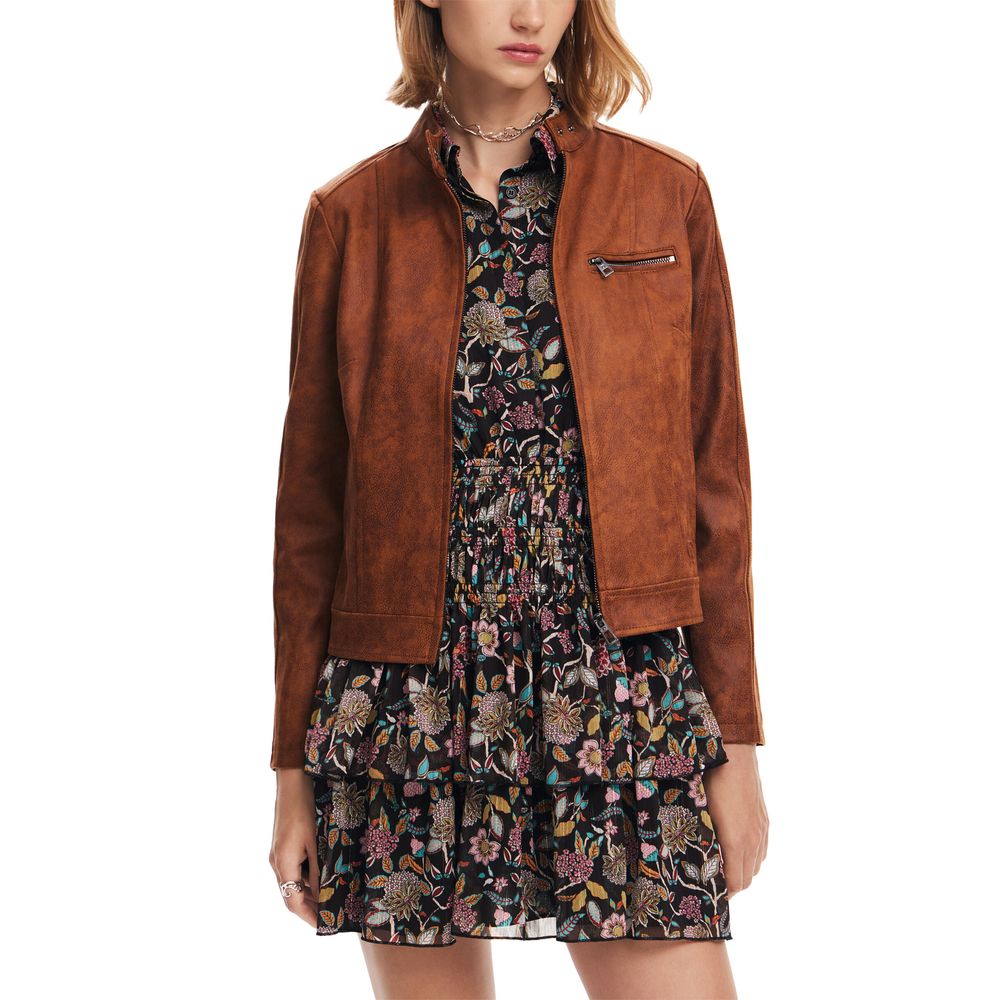 Brown Polyester Jackets & Coat