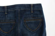 Jean taille basse en coton stretch bleu