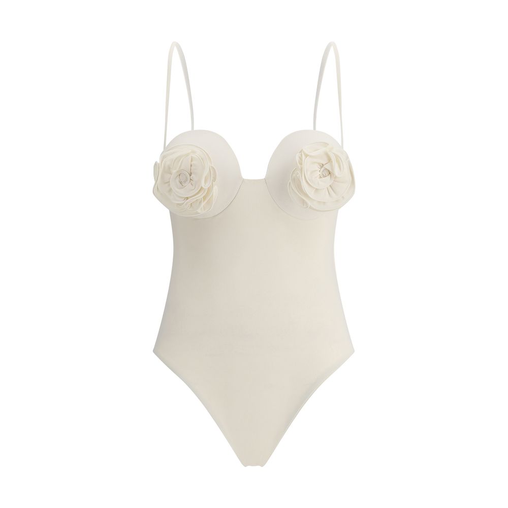 One-piece swimsuit with rose detail