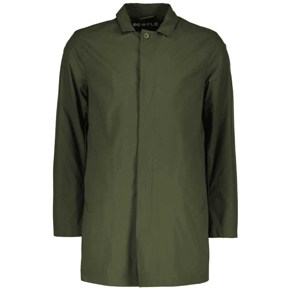 Green Recycled Polyester Men's Trench Coat