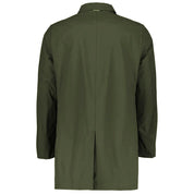 Green Recycled Polyester Men's Trench Coat