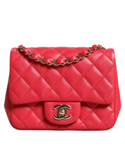 Pink Matelasse Chain Shoulder Lambskin Purse Mini