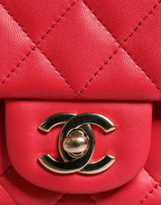 Pink Matelasse Chain Shoulder Lambskin Purse Mini