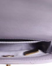 Blue Quilted Calfskin Framing Chain Flap Mini crossbody Bag