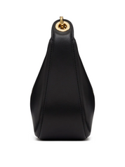 Black Leather Mini Hobo Vlogo Shoulder Bag