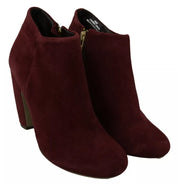 Maroon Blush Velvet Suede Penelope Ankle Boots Shoes