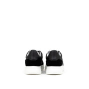 Black And White Fabric And Leather Sneaker