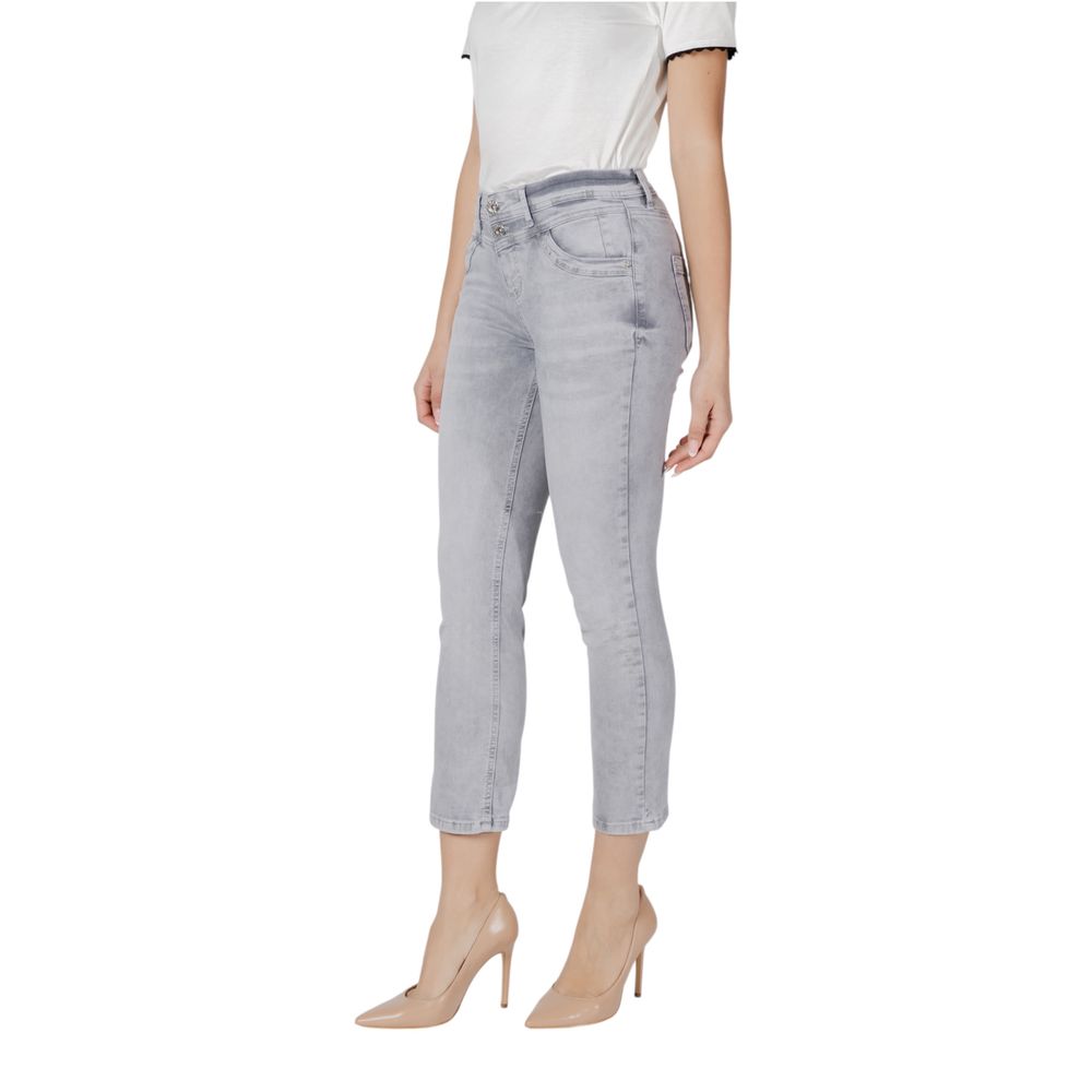 Gray Cotton Skinny Jeans