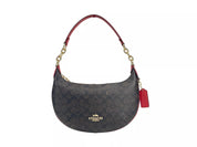 Payton Signature PVC Leather Shoulder Bag Brown Red