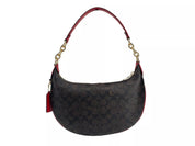 Payton Signature PVC Leather Shoulder Bag Brown Red