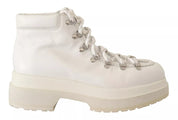 White Leather Lace Up Sneakers Shoes