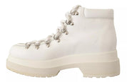White Leather Lace Up Sneakers Shoes