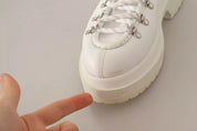 White Leather Lace Up Sneakers Shoes