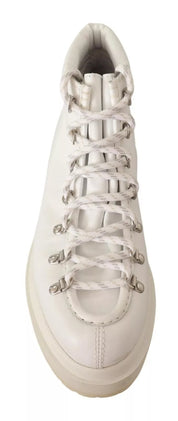 White Leather Lace Up Sneakers Shoes