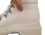 White Leather Lace Up Sneakers Shoes