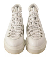 White Leather Lace Up Sneakers Shoes