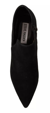 Black Suede Leather Stiletto Heels Boots Shoes
