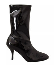 Black Patent Leather High Heels Boots Shoes