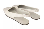 White Leather Slingback Slip On Flats Shoes