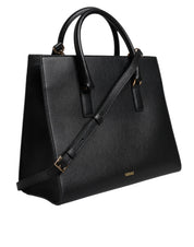 Black Large Leather Top Handle Shoulder Crossbody Bag