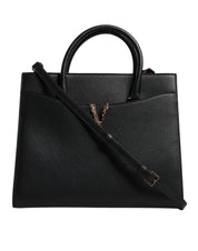 Black Large Leather Top Handle Shoulder Crossbody Bag