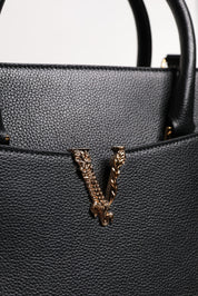 Black Large Leather Top Handle Shoulder Crossbody Bag