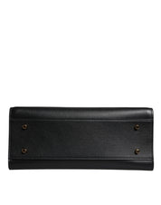 Black Large Leather Top Handle Shoulder Crossbody Bag