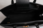 Black Large Leather Top Handle Shoulder Crossbody Bag