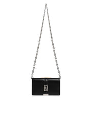 Black Calfskin Leather Chain Strap Shoulder Crossbody Bag