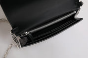 Black Calfskin Leather Chain Strap Shoulder Crossbody Bag