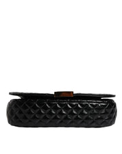 Black Calf Leather Quilted Shoulder Strap Bag