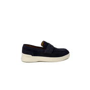 Blue Suede Leather Slip-On Loafers