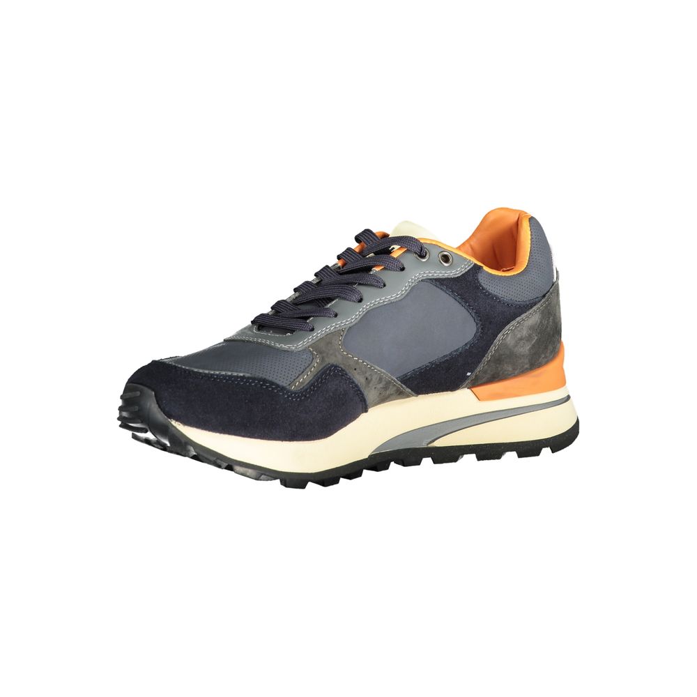 Blue Polyurethane Men Sneaker